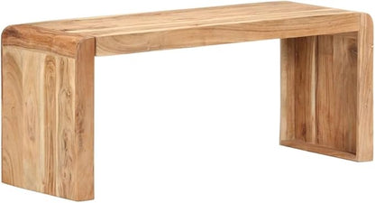 Outdoor Patio Bench, Wooden Garden Bench, No Armrests, Sturdy Acacia Wood Front Porch Chair, for Porch, Garden, Patio,Bench 43.3"x15"x18.1" Solid Acacia Wood