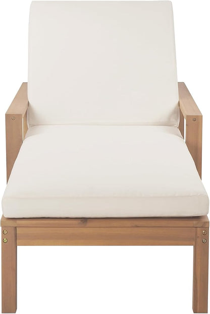 Merax Chaise Lounge Chairs Set of 2 for Outside, Adjustable 5 Position Outdoor Acacia Wood Patio Pool Lounge Chair with Arm, Cushion & Adjustable Backrest for Poolside Backyard Deck Porch, Natural