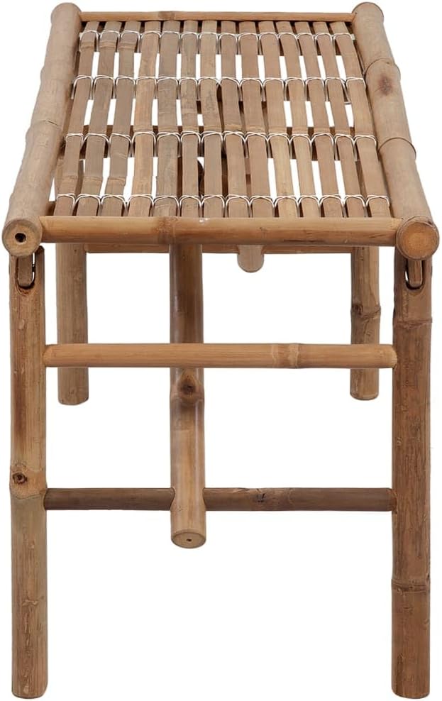 Folding Garden Bench with Bamboo Frame and Polyester Cushion 46.5 in, Weather-Resistant Outdoor Seating for Patio, Foldable Furniture for Easy Storage and Transport