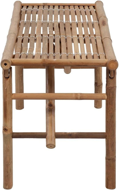 Folding Garden Bench with Bamboo Frame and Polyester Cushion 46.5 in, Weather-Resistant Outdoor Seating for Patio or Balcony, Compact Foldable Design for Easy Storage