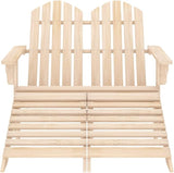 Solid Fir Wood 2-Seater Detachable Garden Adirondack Chair with Ottoman - Photo 3