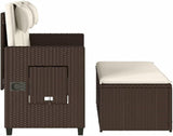 Garden Bench Deck Bench Reclining Patio Bench with Cushions Brown Poly Rattan - Photo 7