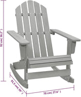 Vintage Grey Hardwood Rocking Chair for Garden Balcony Outdoor Relaxation Durable Weather Resistant Adult Standard Size - Photo 2