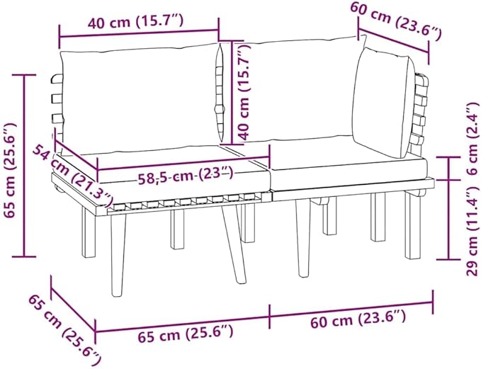 2-Piece Corner Garden Lounge Set with Dark Grey and White Cushions, Solid Acacia Wood Frame - Photo 2