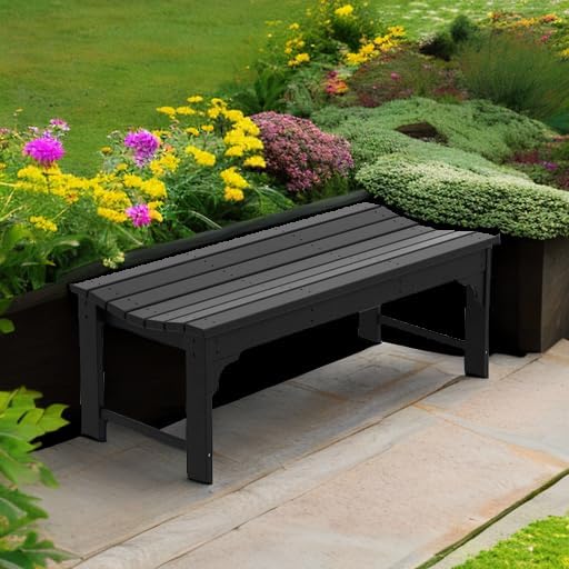 Westin Outdoors Malibu WO 48" Length Backless Poly Wood Outdoor/Garden Bench, Black