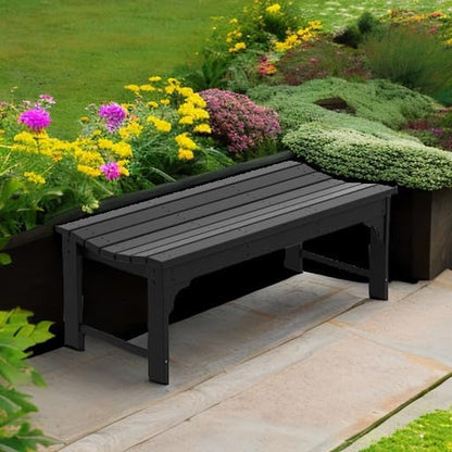 Westin Outdoors Malibu WO 48" Length Backless Poly Wood Outdoor/Garden Bench, Black