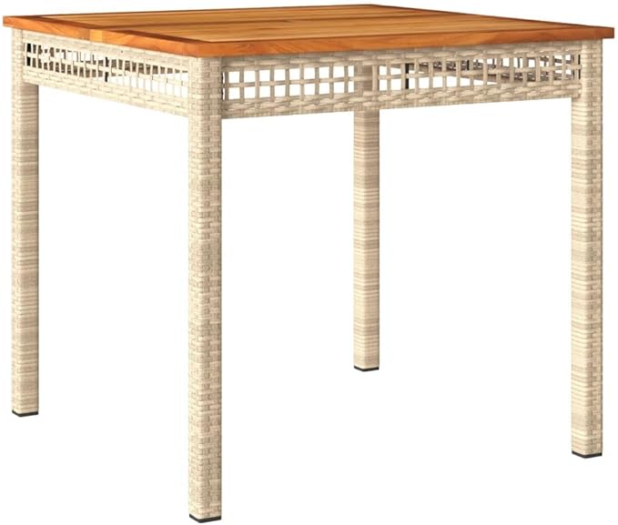 Contemporary Square Garden Table in Beige and Brown - Photo 3