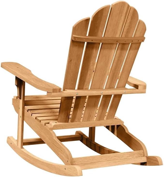 Adirondack Rocking Chair 2 pcs Brown 100 x 77 x 99 cm Solid Teak Wood Outdoor Furniture for Garden Patio Relaxation with Ergonomic Backrest