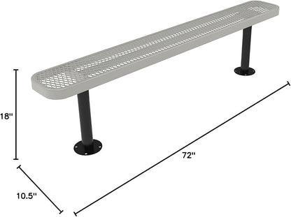 COATEDOUTDOORFURNITURE Heavy-Duty Outdoor Bench Thermoplastic Coated, Expanded Metal, Commercial-Grade Seating, Made in America (Surface Without Back, 6 Ft, Textured Grey)