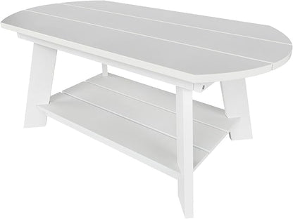 WestinTrends Tuscany Outdoor Coffee Table, All Weather HIPS 2 Tier Patio Adirondack Coffee Table, White