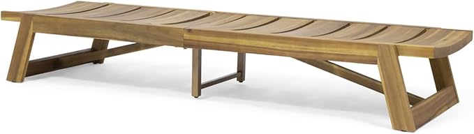Maki Acacia Wood & Iron Outdoor Chaise Lounge - Adjustable & Breathable for Poolside or Patio