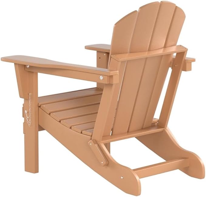 Costaelm Outdoor Folding Chair, Outdoor Seating Folding Firepit Chairs, All Weather Poly Adirondack Chair for Deck Backyard Garden Lawn Pool Patio, Teak