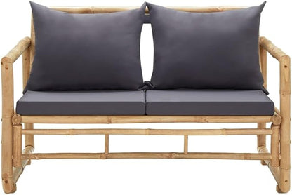 Garden Bench Deck Bench Patio Bench with Cushions 45.3" Bamboo