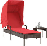 Patio Sun Lounger with Adjustable Backrest and Side Table, Outdoor Chaise Lounge Chair with Cushion - Photo 1