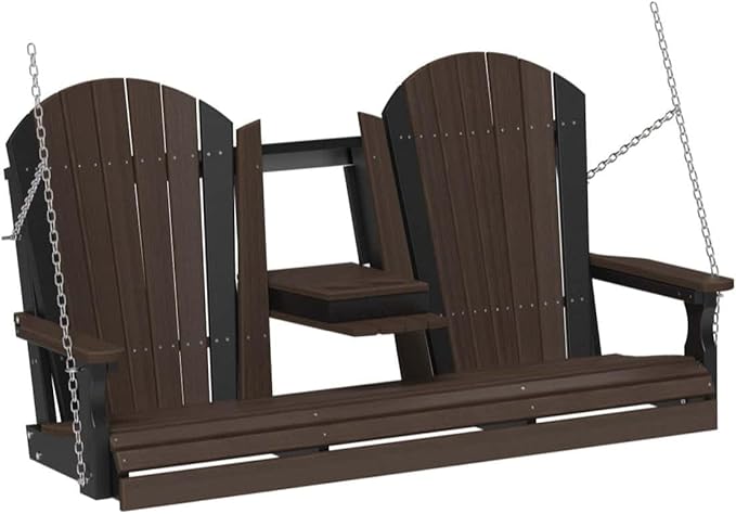LuxCraft 5' Adirondack Hanging Front Porch Swing with Flip Down Console, Seats Up to 3 - Photo 1