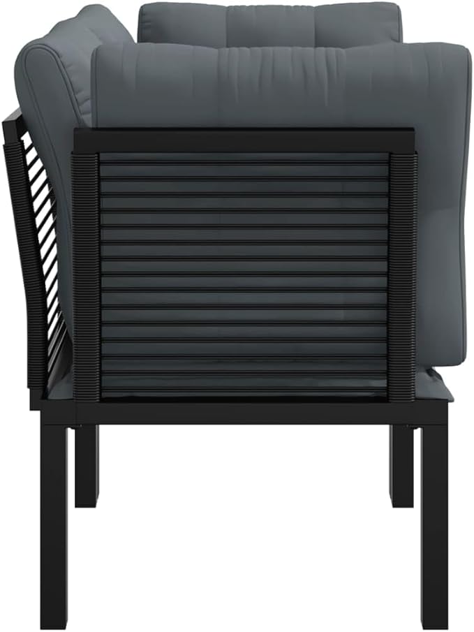 Corner Chair Black Dark Grey Modular Design Durable Construction Outdoor Furniture Weather Resistant Cushions Compact - Photo 4