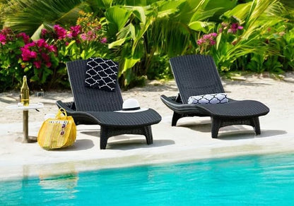 2-Pack All-Weather Grenada Chaise Loungers, Woven Resin (Gray)