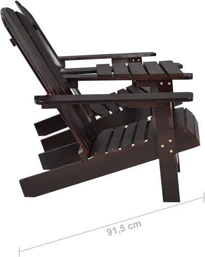 Adirondack Chairs with Tea Table Adirondack Chair Brown Garden Chair Wood Recliner Chair Adirondack Garden Chair Deck Chair Balcony Chair Garden Lounger Solid Wood Fir
