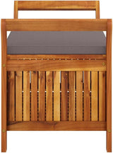 Outdoor Storage Bench with Cushion, Acacia Wood Garden Seat for Patio, Balcony, and Backyard, Weather-Resistant - Photo 8
