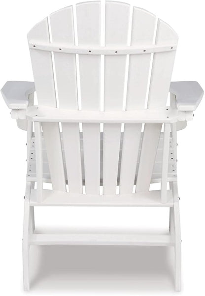 BOWERY HILL Modern Adirondack Chair, Virgin Polyethylene, White Finish, Slatted Shell Back Design, Weather-Resistant Outdoor Seating, 38 in H x 31 in W x 33 in D, Patio or Garden Chair for Relaxation