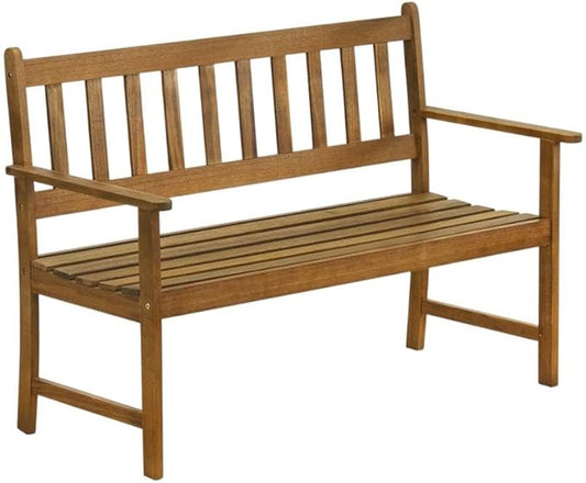 Oil Finish Belmont Bench Without Cushion, Modern Outdoor Dining Seating, Acacia Wood, Durable and Stylish with 300 lbs Capacity