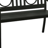 HomeRoots 45" Black Metal Geometric Back Garden Patio Bench - Photo 6