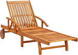 Outdoor Sun Lounger Set with Blue Cushions, Adjustable Acacia Wood Patio Furniture for Balcony Garden - Photo 2