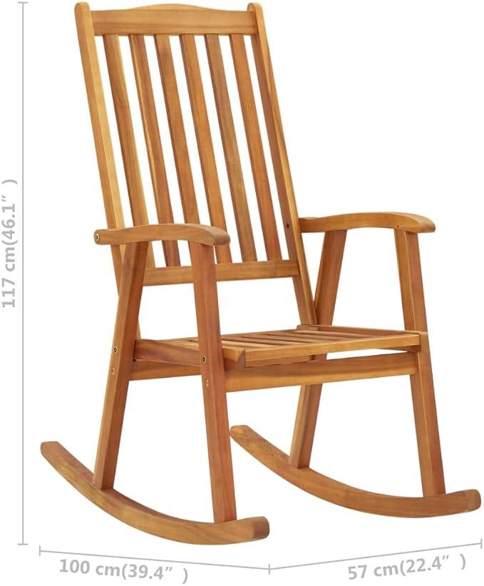 vidaXL Rocking Chair - Indoor/Outdoor Furniture with Cushions, Durable Solid Acacia Wood Construction - Photo 2