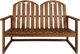 Solid Acacia Wood Garden Bench Outdoor Bench Brown 43.3 Inch Rectangular 2-Seater with Oiled Finish Durable Rustic - Photo 3