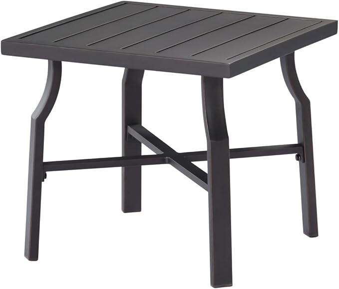 Patio Side Table, Aluminum Outdoor Pool Side Table with Adjustable Feet, Rust-Proof Square Patio End Table, Durable Outdoor End Tables Furniture for Poolside, Beach, Deck, Gunmetal