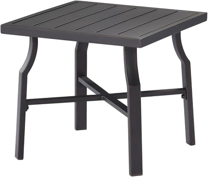 Patio Side Table, Aluminum Outdoor Pool Side Table with Adjustable Feet, Rust-Proof Square Patio End Table, Durable Outdoor End Tables Furniture for Poolside, Beach, Deck, Gunmetal