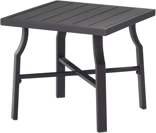 Patio Side Table, Aluminum Outdoor Pool Side Table with Adjustable Feet, Rust-Proof Square Patio End Table, Durable Outdoor End Tables Furniture for Poolside, Beach, Deck, Gunmetal