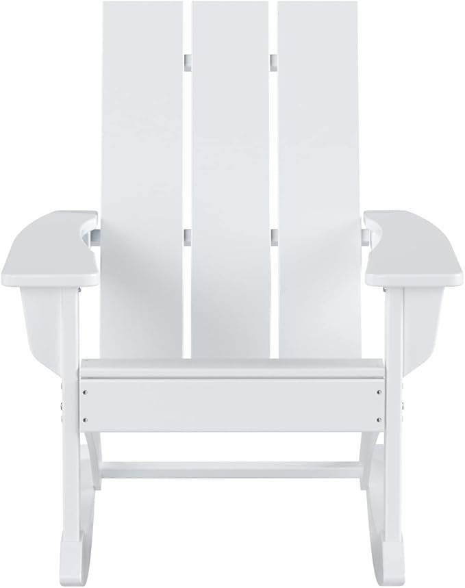 WO WESTIN OUTDOOR HDPE Shoreside Modern Rocking Poly Adirondack Chair (Set of 2),White