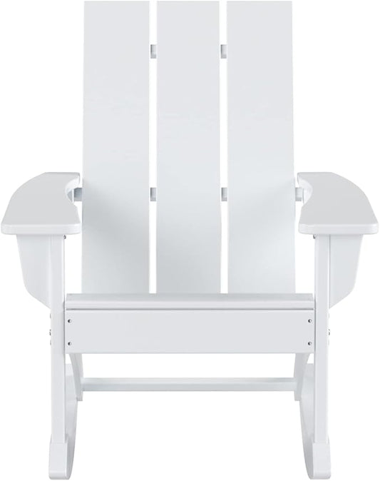 WO WESTIN OUTDOOR HDPE Shoreside Modern Rocking Poly Adirondack Chair,White