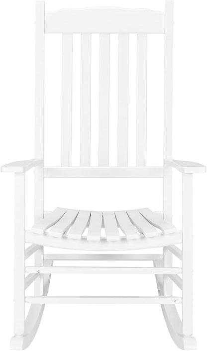 Rustic Farmhouse Rocking Chair for Patio & Backyard, Strong Wood Construction Durable Chair with Natural Finish, Comfortable 20.8" Widen Seating for Outdoor Lawn Relaxation, Easy Assembly