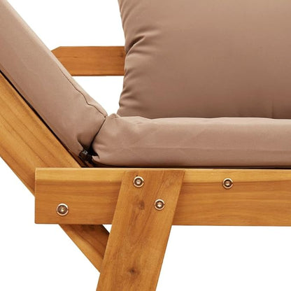 Solid Acacia Wood Garden Bench Taupe Rectangular 29.1 x 80.7 in Convertible Daybed for Outdoor Patio Garden Terrace Seating