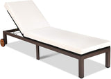 Tangkula Patio Chaise Lounge Chair, Outdoor Rattan Lounger Recliner Chair with Wheels - Photo 1