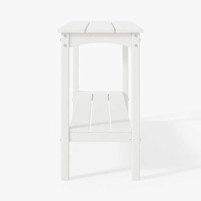 WestinTrends Malibu 55" Outdoor Patio HDPE Adirondack 2-Tier Shelf Console Table, White