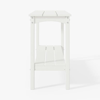 WestinTrends Malibu 55" Outdoor Patio HDPE Adirondack 2-Tier Shelf Console Table, White