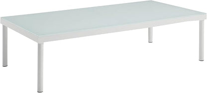 Modway Harmony Outdoor Patio Aluminum Coffee Table With Tempered Glass in White