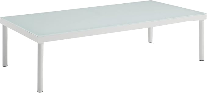 Modway Harmony Outdoor Patio Aluminum Coffee Table With Tempered Glass in White