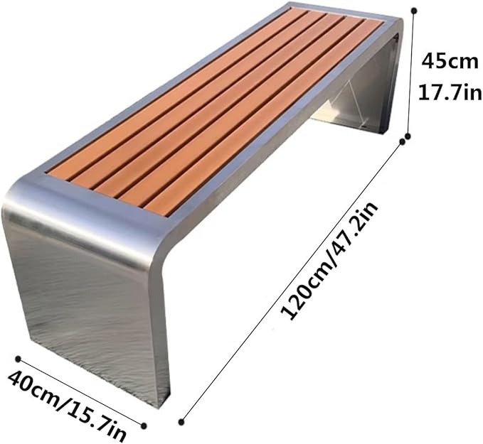 Bench, Chair, Backless Bench, Park Bench, Metal Garden Bench, Front Porch Bench, 2-Person Garden Bench, High Load-Bearing Outdoor Benches(Coffee Color,47.2x15.7x17.7in)