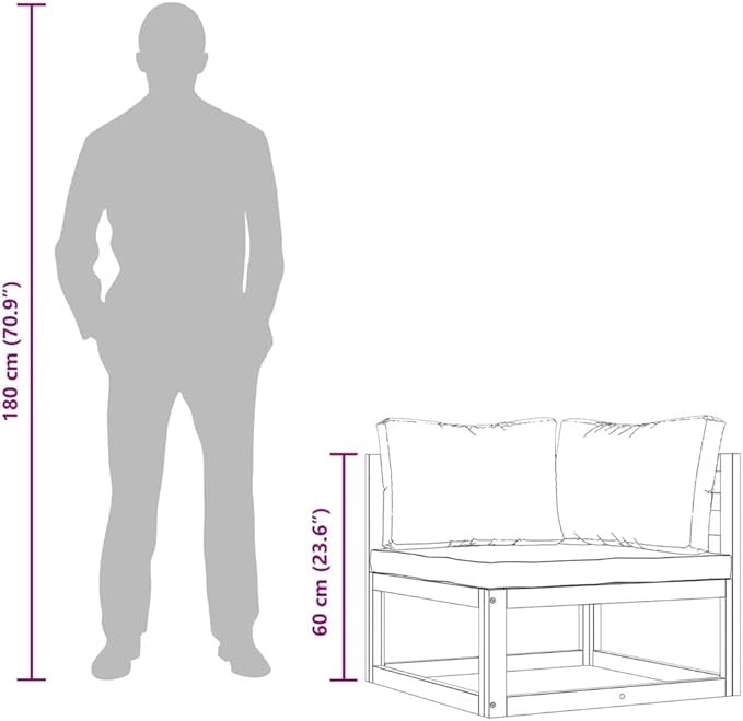 vidaXL Outdoor Solid Acacia Wood Sectional Corner Sofa with Cream White Cushions, Customizable Configurations - Photo 3