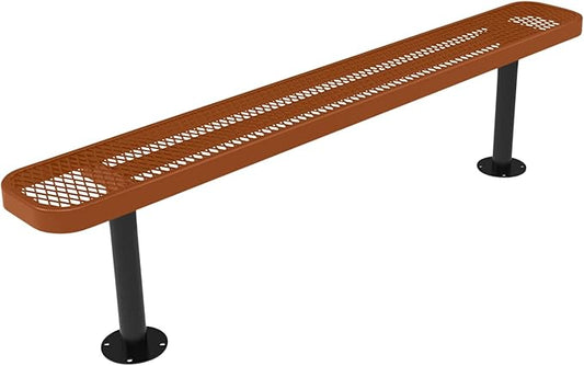 COATEDOUTDOORFURNITURE Heavy-Duty Outdoor Bench Thermoplastic Coated, Expanded Metal, Commercial-Grade Seating, Made in America (Surface Without Back, 6 Ft, Textured Copper)