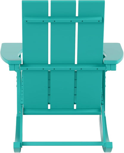 WO WESTIN OUTDOOR HDPE Shoreside Modern Rocking Poly Adirondack Chair (Set of 2),Turquoise