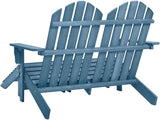 Blue Solid Fir Wood Large Detachable Garden Chair with Ottoman, 4-Piece Outdoor Patio Furniture Set for Relaxing - Photo 5