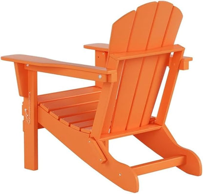 Costaelm Outdoor Folding Chair, Outdoor Seating Folding Firepit Chairs, All Weather Poly Adirondack Chair for Deck Backyard Garden Lawn Pool Patio, Orange