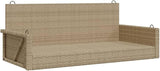 Swing Bench Beige PE Rattan Powder-Coated Steel Medium for Outdoor Garden Patio Relaxation Spacious Seating for Two - Photo 3