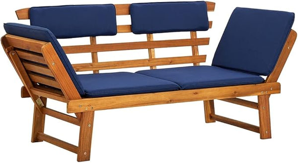 Patio Bench with Cushions 2-in-1 75" Solid Acacia Wood，Garden Benches, Park Benches, Outdoor Benches - Photo 1