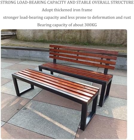 Benches Garden Bench Outdoor Patio Seating Backless Park Chair Lawn Path Slatted Seats,Metal Garden Bench for 2 3 Person Outdoor Loveseat Chairs with Backrest Solid Wood Slatted Seat & Galva